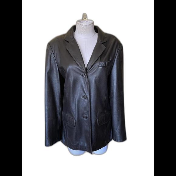 Jacqueline Ferrar Black Leather Jacket Large - Picture 1 of 10